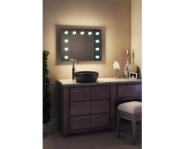 Зеркало в ванную комнату с подсветкой лампочками Виктория 90х60 см